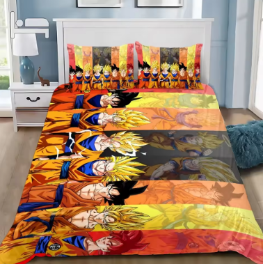 3D Dragon Ball Goku Cartoon Duvet Cover Bedding Set, Home Room Decoration 2/3pcs, Cartoon Print Boy Gift