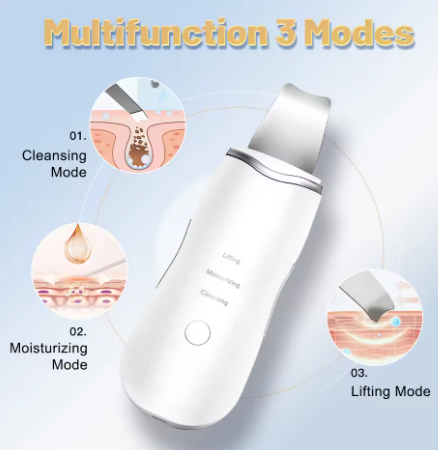 Ultrasonic Skin Scrubber Ance Pore Cleaner Peeling Blackhead Remover Deep Face Cleaning Ultrasonic Ion Facial Shovel Cleanser
